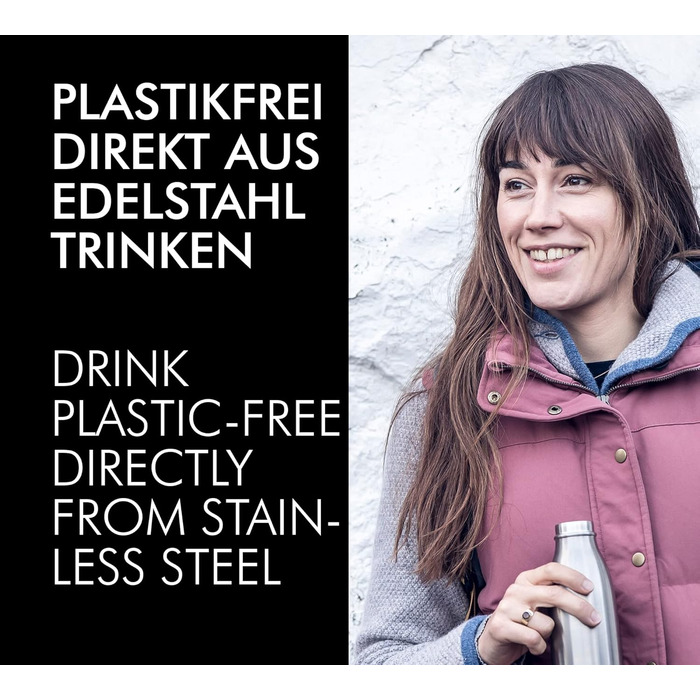 Термокава THERMOcafé TC Bottle (1,0 л) – термоізольована фляга з нержавіючої сталі, для школи, подорожей та офісу, колір: бірюзовий