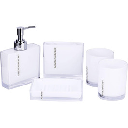 5-Piece Acrylic Bathroom Accessories Set, Vanity Organizer Set, Bathroom Tumbler, Toothbrush Holder, Soap Dish for Hotel and Home Use