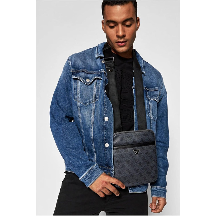 Чоловіча сумка Guess Vezzola Smart Crossbody Flat чорна з мультилоготипом, артикул UBS25GU01 HMEVZLP2223