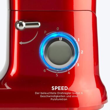 Stand Mixer - Classic Kitchen Chef Red - Kitchen Mixer - Food Processor with 4.5 Liter Capacity, 1300-Watt Motor