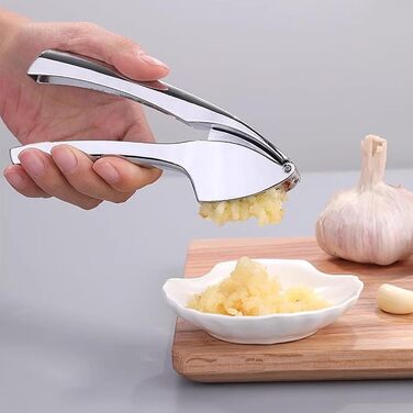 Преса для часнику з нержавіючої сталі, легке вичавлювання, професійна преса для часнику, набір для подрібнення та очищення часнику, легко миється