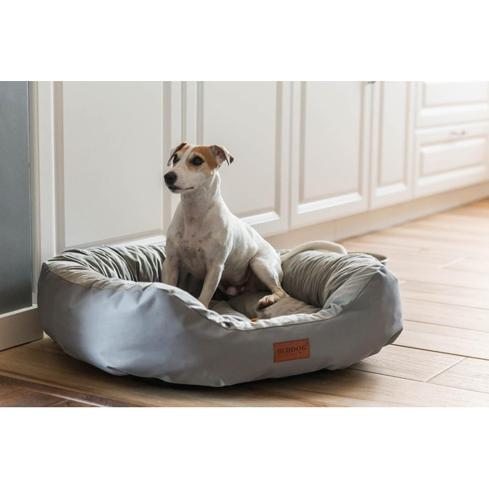 Ліжко для собак середніх порід - ліжко-кошик для собак XL - м'яке ліжко для собак, ліжко-софа для собак, ліжко для собак середніх розмірів. Матеріал: Alicante-Gewebe, колір: сірий, розмір: 85 x 70 x 21 см