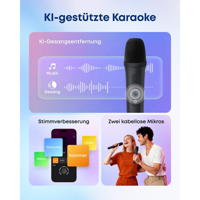 Soundcore PartyBox Rave 3S – портативна колонка з мікрофонами, 200 Вт, Bluetooth, світлодіодна підсвітка, AuraCast, 12 годин роботи, для дому та вулиці