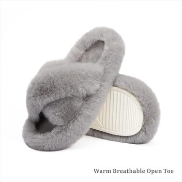 Жіночі домашні тапочки Chantomoo з піною Memory Foam, зручні, з штучним хутром, сліпони, сірі (42/43 EU)