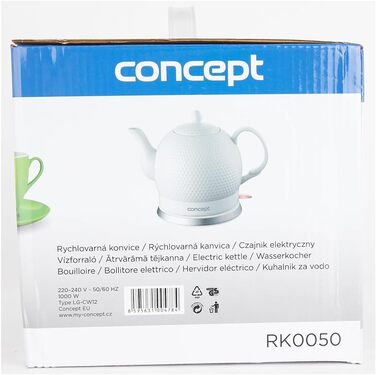 Concept Golf RK0050 Electric Kettle - Ceramic 1.2L, White - 3D Golf Ball Design