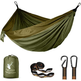 Легка туристична гамак для кемпінгу | Міцна, з карабінами та ременями, 275x140 см, 300 кг, нейлон, для відпочинку на природі та вдома