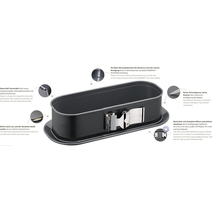 ORIGINAL KAISER Kaiser Springform La Forme Plus King's Cake 30 x 11 cm Made in Germany non-stick KAIRAMIC cut-resistant leak-proof, Alloyed Steel, Transparent, King's Cake Pan