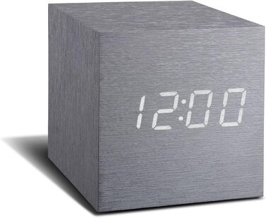 Cube Click Clock Aluminium / White LED 6.8x6.8x6.8 cm Black