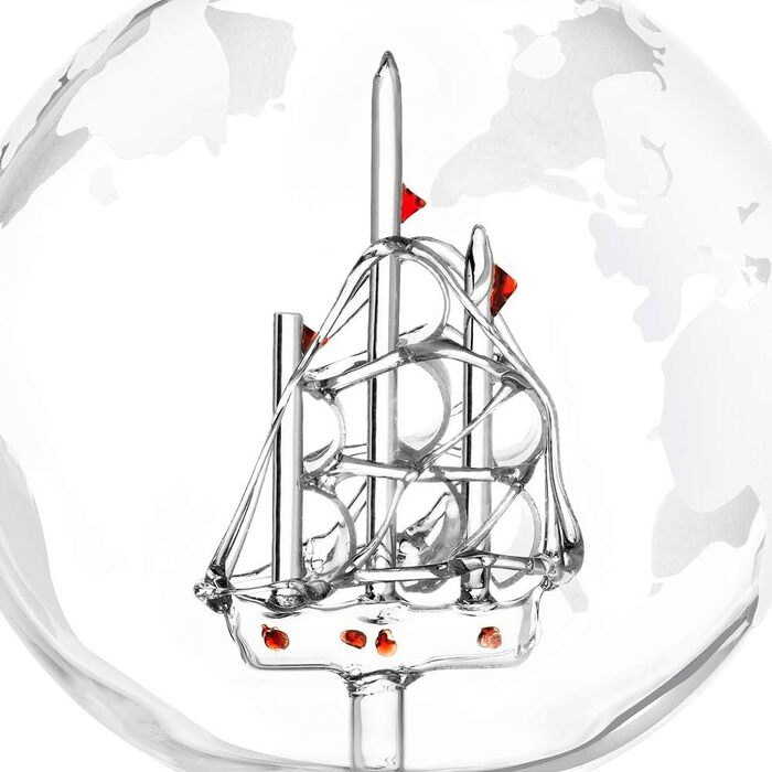 Maverton Whisky Decanter with Engraving - Globe with Ship, 850 ml - Set of 6 Whisky Glasses - Whisky Decanter - Christmas Gifts - Birthday Gift for Men - Personalized - Gentleman Whiskey