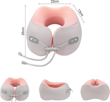 Подушка для шиї Rose з Memory Foam: зручна підтримка голови та шиї для подорожей (літак, авто, поїзд, офіс)