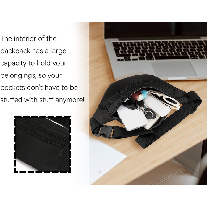 Чоловіча/Жіноча поясна сумка на пояс, шкіряна, водонепроникна, для спорту, подорожей та активного відпочинку (чорна)