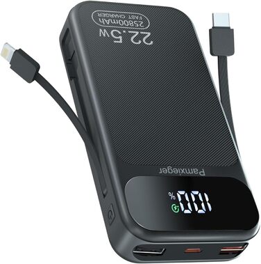 Power Bank 25800mAh 22,5W з LCD дисплеєм: швидка зарядка PD3.0 QC4.0, USB-C вхід/вихід, портативний зарядний пристрій для смартфонів