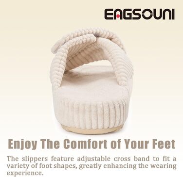Жіночі домашні тапочки з Memory Foam, зручні, з перехресними ремінцями, антиковзні, для дому та сну, колір бежевий (37/38 EU)