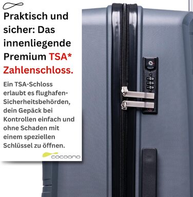 Чемодан Leon Koffer Groß 94 літрів з TSA замком, сірий, XL. Валіза на колесах, з жорстким корпусом