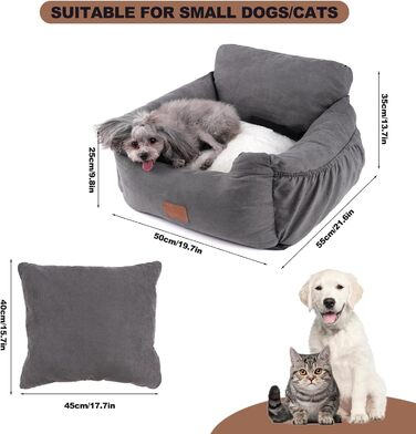 Автокрісло для собак, миється та стійке до плям. Зручне автокрісло для собак середнього розміру (сірий)