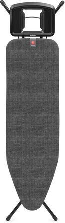 Гладильна дошка Brabantia Bügelbrett B, 124 x 38 см, Denim Black – 100% Fairtrade-бавовна, стабільна, регульована висота, з відсіком для праски
