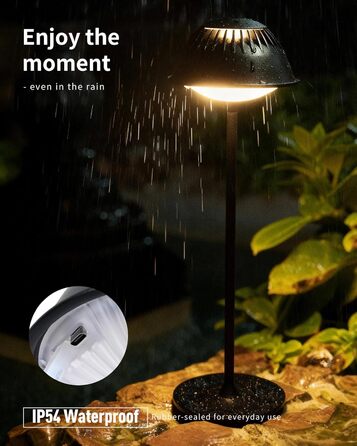 Світлодіодна настільна лампа бездротова LED для вулиці та дому, димована, з акумулятором 5200mAh, водонепроникна IP54, чорна (2 шт)