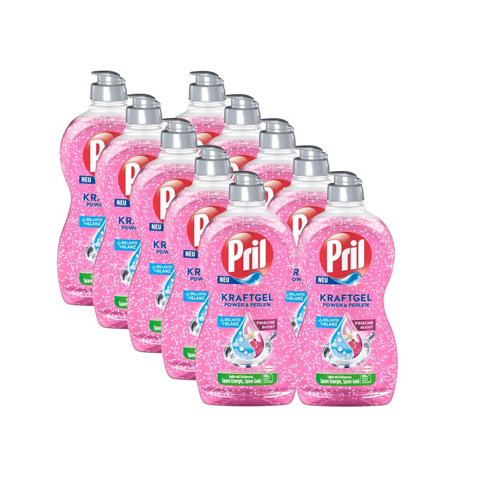 Засіб для миття посуду Pril Kraft Gel Power & Perlen, висока жиророзчинна дія, 450 мл (набір 10 шт)