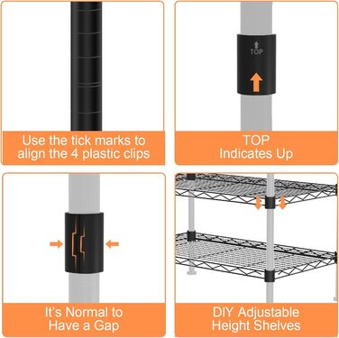 Clothes Rack, Clothes Rack, 4-Tier, Adjustable Closet Organizer System with Drawer | Double Rods | Side Hooks | Holds 445 lbs (Clothes Rack with 4 Drawers)