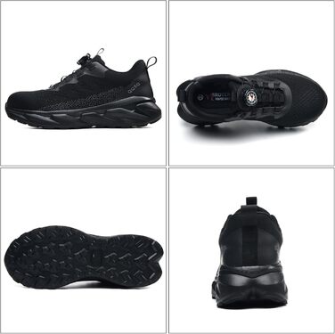 Черевики робочі чоловічі/жіночі, спортивні, дихаючі, анти-удари, зі сталевим підноском, шнурівка, швидка застібка, поворотний замок, 46 EU, чорні