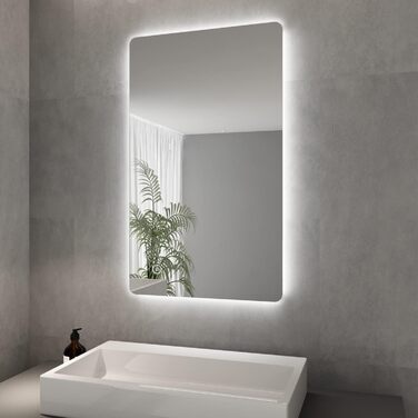 Елегантне дзеркало для ванної кімнати з LED-підсвічуванням 40x60 см, холодне біле світло, енергозберігаюче, настінне