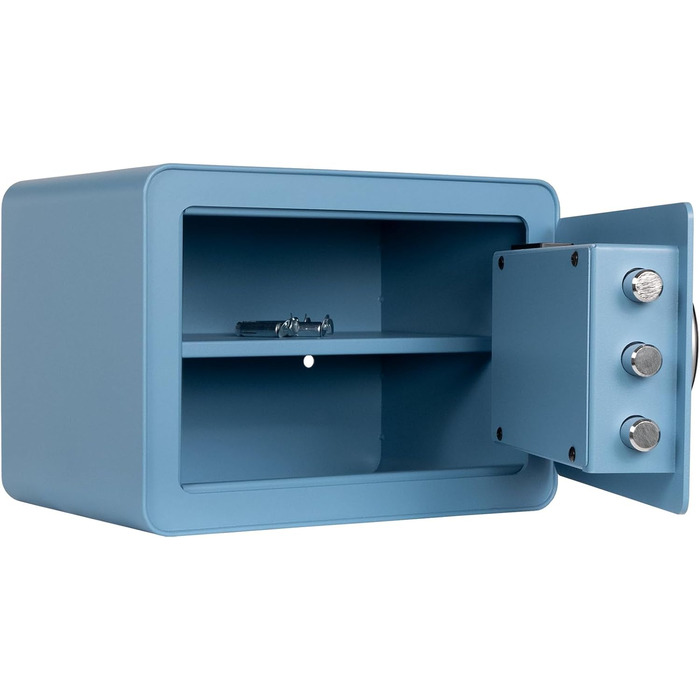 Сейф меблевий Rottner Vintage-Blue зі сталі: електронний замок, сканер відбитка пальця, аварійне відкриття, внутрішнє підсвічування та полиця
