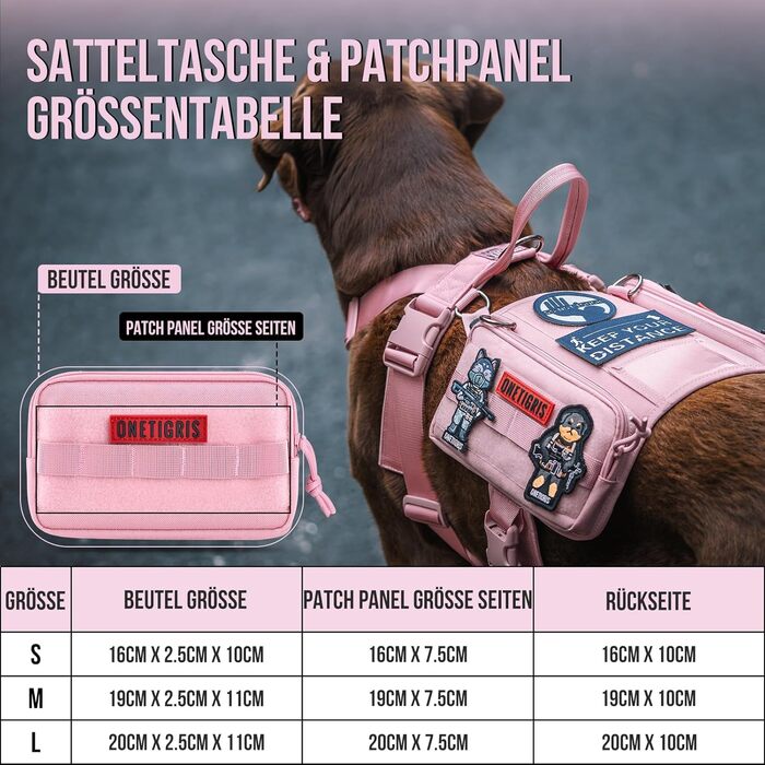 Нашийник для собак OneTigris Guardian з міцною металевою фурнітурою та великою кишенею, рожевий, M