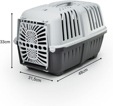 Транспортний бокс для собак Lionto, 55x36x36 см, з ручкою, для собак та котів, до 15 кг, блакитний