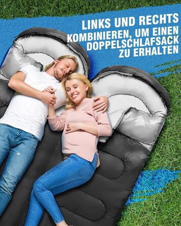 Спальний мішок 3-4 сезони, водонепроникний, ультралегкий, 220*75см (чорний) - для кемпінгу, подорожей, походів