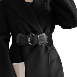 Жіночий широкий еластичний ремінь WERFORU для суконь та костюмів, чорний, обхват талії 94-107 см