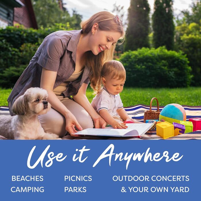 Великий пікніковий килимок Scuddles для відпочинку на природі, водонепроникний, з кишенею, для кемпінгу та пляжу