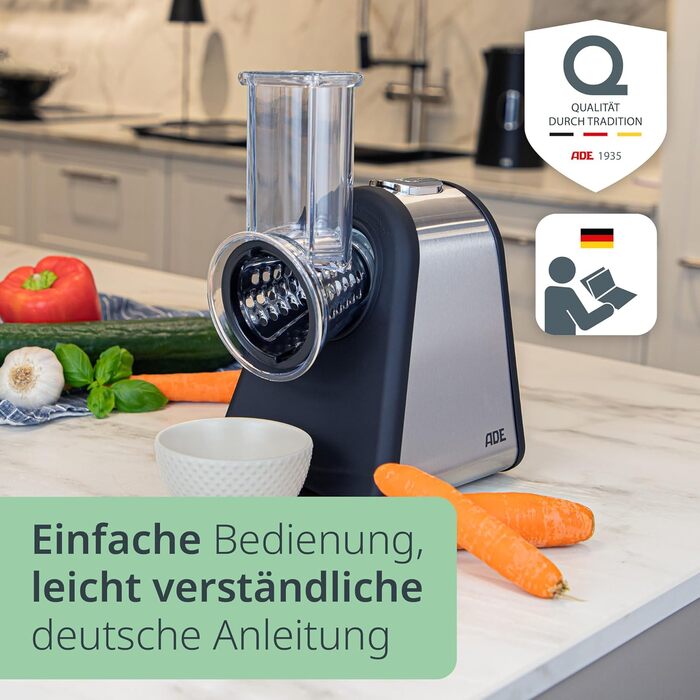 Електричний овочевий слайсер | Тертка для овочів та фруктів | 500 Вт | 4 насадки | Для моркви, огірків, горіхів та сиру