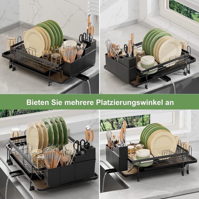 Підставка для посуду ROTTOGOON 2-рівнева з нержавіючої сталі, чорна, для кухонної стільниці