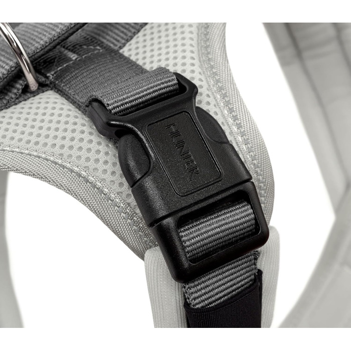 Нашийник для собак HUNTER Maldon, світло-сірий/сірий, м'який, з 3M Scotchlite, регулюється, з м'яким ручним захопленням, розмір S-M