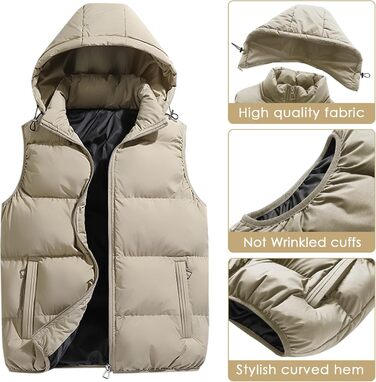 Чоловіча жилетка SeaUr з пухом, водонепроникна, легка, з капюшоном та кишенями, зелена (S, Хакі)