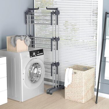 Розкладна сушилка для білизни Turm з 6 крил та 2 боковими крилами, сіра, S (розтяжна)