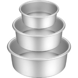 Cake Pan Set - Round Baking Pans made of Anodized Aluminum with Non-Stick Coating, Removable Bottom (1, 3 Sizes)