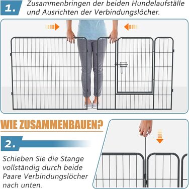Клітка для собак та цуценят, вольєр для тварин, переносний загон для вигулу, металева іграшка-загон (12 шт.)