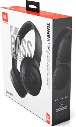 Навушники JBL Tune 510 BT - Bluetooth, бездротові, чорні, складні, з функцією гучного зв'язку, сумісні зі голосовими асистентами, до 40 годин роботи