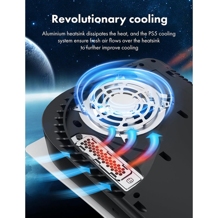 Радіатор охолодження GrauGear для M.2 NVMe SSD, комплект для Playstation 5, PS5 Slim, з теплопровідною кришкою (алюміній) (G-PS5HS02-Cov)