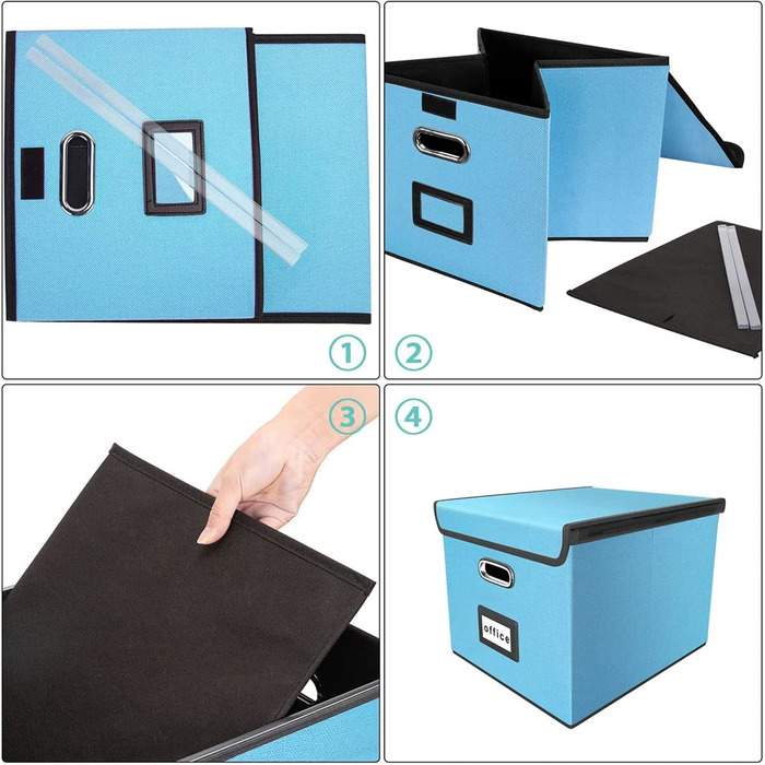 Okydoky Storage Boxes with Lid, Hanging File Folder Box made of Fiberboard and Paper in Stylish Linen Look, Suitable for Home and Office, File and Toy Storage Box (Sky-blue, 1pc).DE Sky Blue