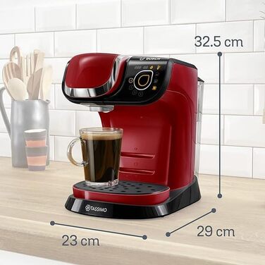 Кавомашина Tassimo My Way 2 TAS6502 з фільтром для води, понад 70 напоїв, персоналізація, великий вибір кави, просте приготування, 1500 Вт (Червона, з фільтром, для одного)