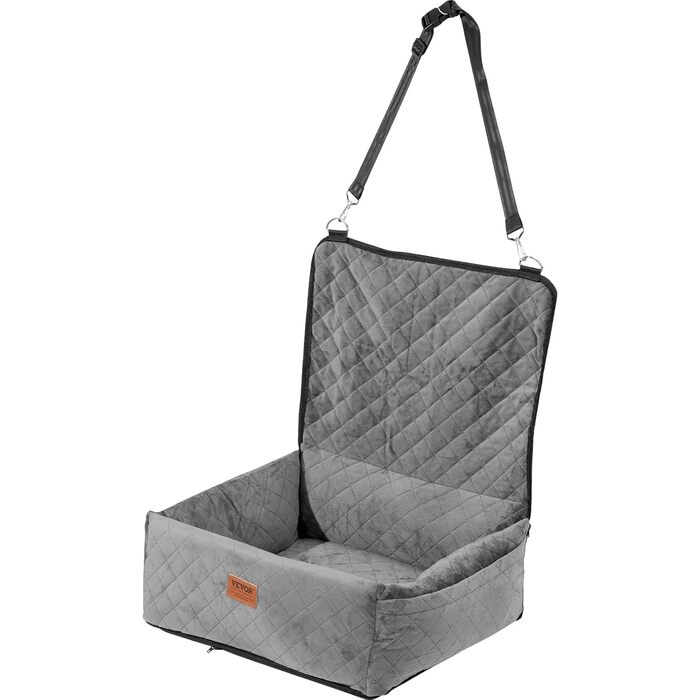 Автокрісло для собак VEVOR, підставка для собак у машину з кишенею для зберігання, страхувальний поводок, наповнювач з губки та PP-бавовни, автоліжко для собак маленьких та середніх порід до 18 кг