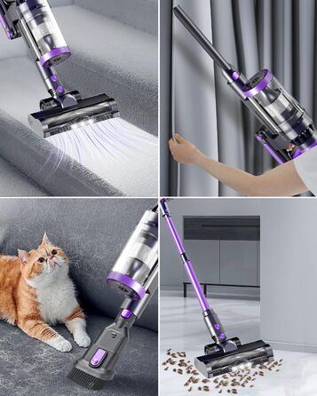 Бездротовий акумуляторний пилосос 550W | 45000 Па, 60 хв роботи | 20000 mAh, 3 режими, антизаплутувана щітка для будь-яких поверхонь та шерсті тварин