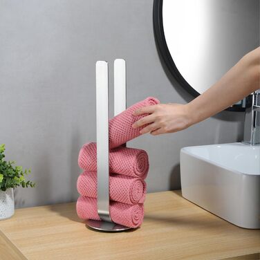 Тримач для рушників ZUNTO без свердління, для гостей, самоклеючий, штанга для рушників з нержавіючої сталі, 40 см, сріблястий (стійкий)