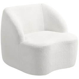 HOMCOM Modern Armchair with Fleece Upholstery - Cozy Accent Chair for Living Room, Bedroom, Home Office, Cream White