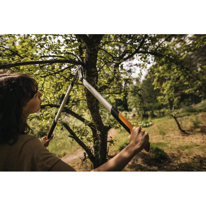 Fiskars PowerGear X Bypass Pruning Shears for Fresh Wood, Non-Stick Coated, Hardened Precision Steel, Length: 80 cm, Black/Orange, LX98-L, 1020188