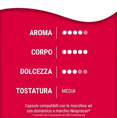Кава в капсулах Caffè Trombetta L‘Espresso Più Crema, сумісні з Nespresso, 50 капсул