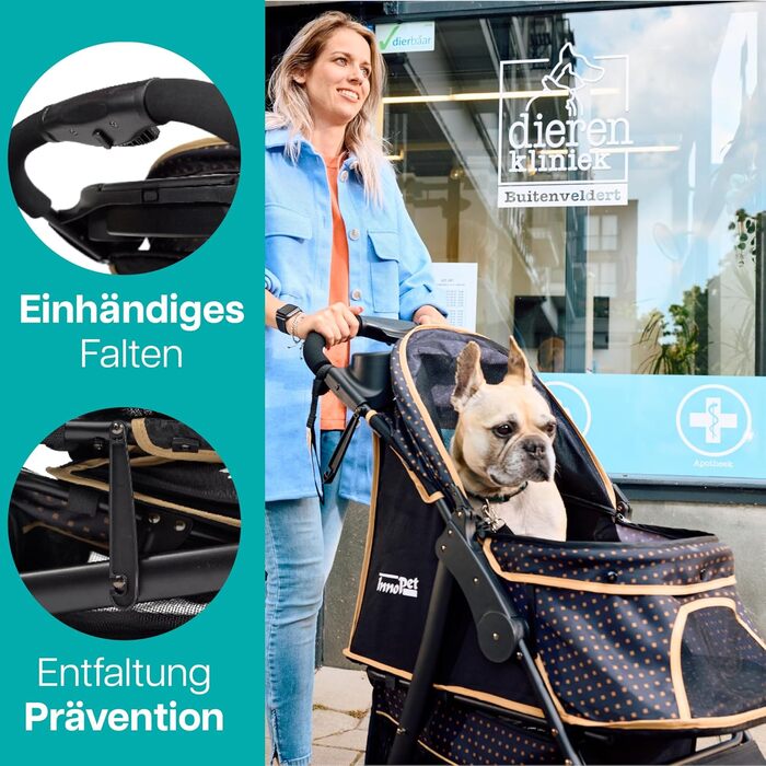 Buggy Innopet Adventure для собак та котів - чорний/жовтий, для бездоріжжя, вантажопідйомність 30 кг, EVA-колеса 30 см, складаний, великий відсік для зберігання