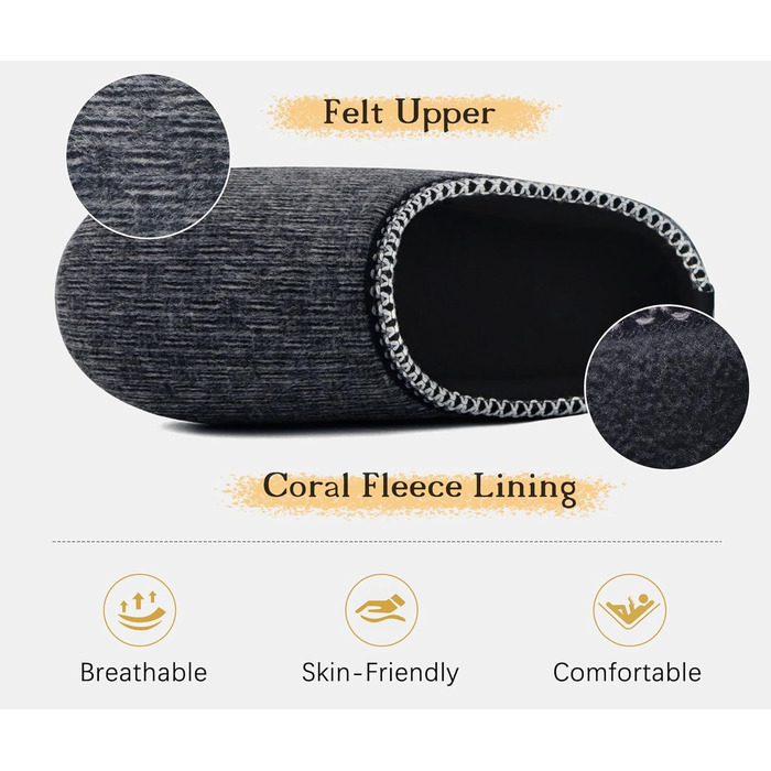 Чоловічі тапочки COFACE з м'якою піною Memory Foam - зручні домашні капці для дому та вулиці (Чорний, 44 EU)